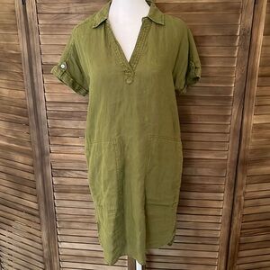 Halston green linen dress‎